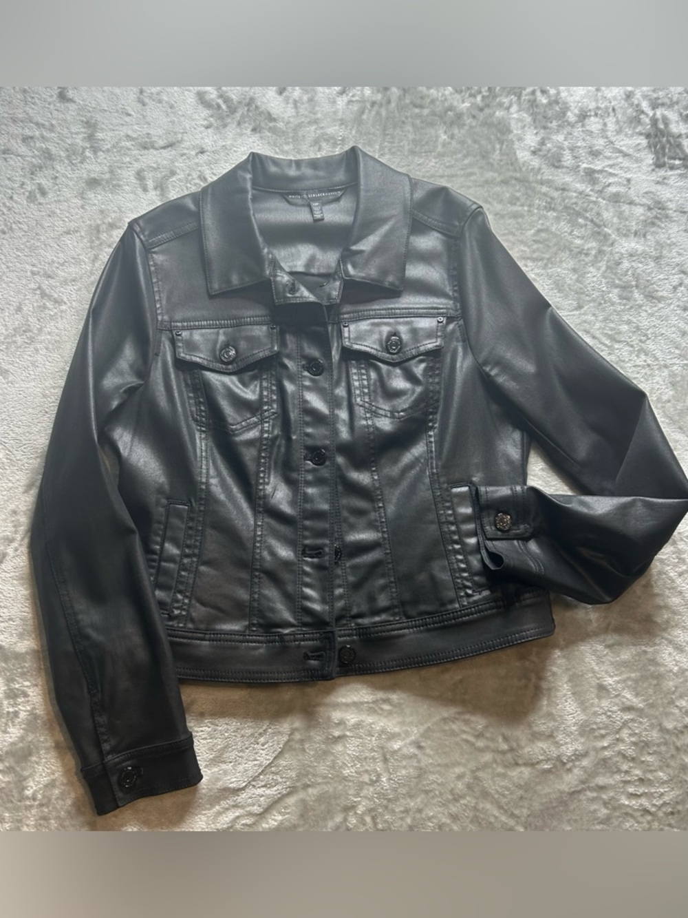 White House Black Market Faux Leather Black Jacket